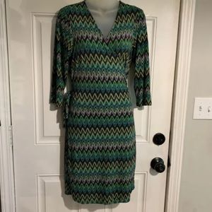 ABS Silver Label Womens Abstract Wrap Dress, Size Mediun